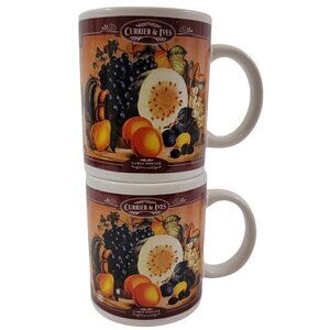 CURRIER &IVES Houston Harvest Early Winter 12 Oz Ceramic Cup Mug Fruit Graphic